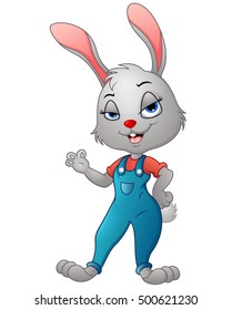Vector illustration of Cartoon bunny presenting 