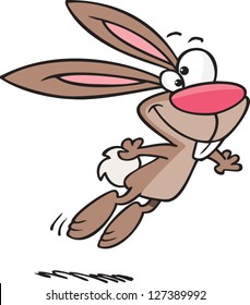 A vector illustration of cartoon bunny rabbit hopping