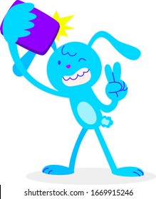 Vector illustration of a cartoon bunny taking a selfie.