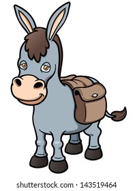 Vector illustration of Cartoon burro