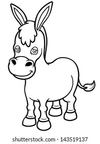 Vector illustration of Cartoon burro - Coloring book