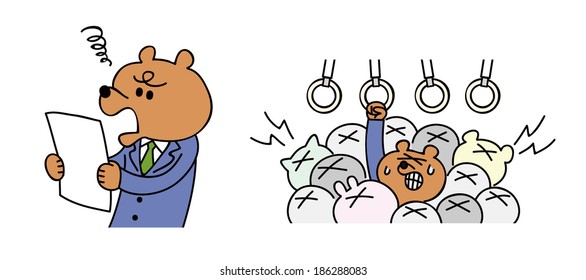Vector illustration of cartoon business animals