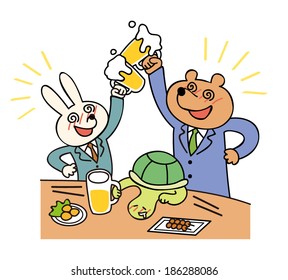 Vector illustration of cartoon business animals