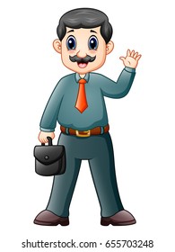Vector illustration of Cartoon businessman with briefcase