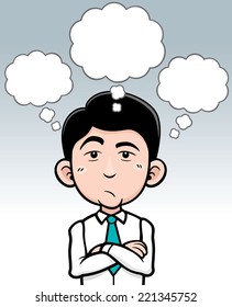 Vector illustration of Cartoon businessman thinking