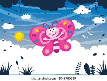 Vector Illustration Of Cartoon Butterfly