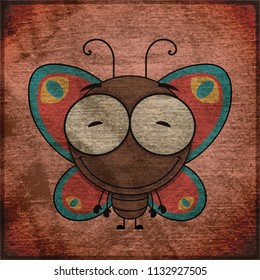 Vector illustration of cartoon butterfly.