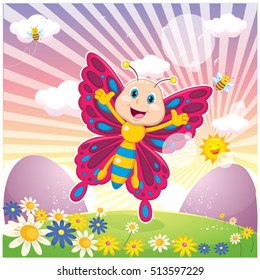 Vector Illustration Of Cartoon Butterfly
