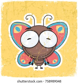 Vector illustration of cartoon butterfly.