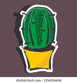 Vector illustration of cartoon cactus