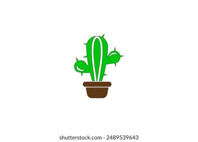 Vector illustration of cartoon cactus in a pot