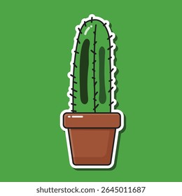 Vector illustration of cartoon cactus in a pot