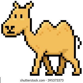 Vector illustration of Cartoon Camel - Pixel design