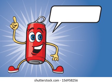Vector illustration of cartoon can character with speech balloon. Easy-edit layered vector EPS10 file scalable to any size without quality loss. High resolution raster JPG file is included.