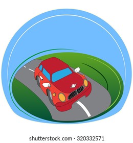 Vector illustration of a cartoon car. Can use like a emblem