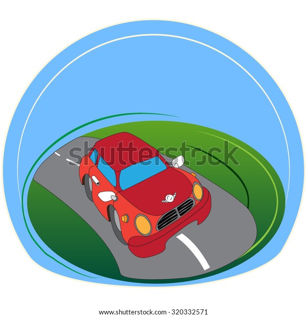 Vector illustration of a cartoon car. Can use like\
a emblem