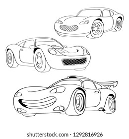 Vector Illustration of cartoon car - Coloring book. Modern sport cars.