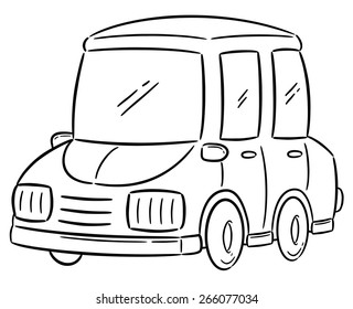 Vector Illustration of Cartoon Car - Coloring book