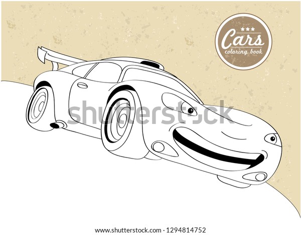 Vector Illustration of cartoon car - Coloring book.\
Modern sport car.