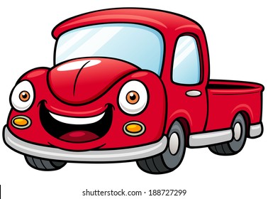 Vector Illustration Of Cartoon Car Pickup