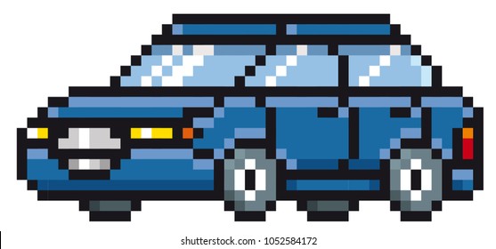 Vector illustration of Cartoon Car - Pixel design