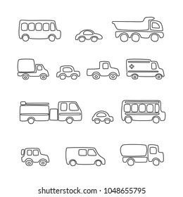 Vector Illustration Cartoon Car Set Coloring Stock Vector (Royalty Free ...