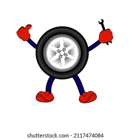 vector illustration, cartoon car tires for children's education or business logo