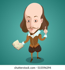 Vector illustration - Cartoon caricature portrait of William Shakespeare