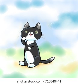 vector illustration of a cartoon cat