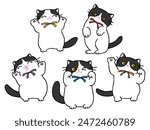 Vector Illustration of Cartoon Cat Characters on Isolated Background