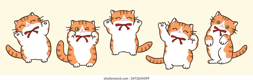 Vector Illustration of Cartoon Cat Characters on Isolated Background