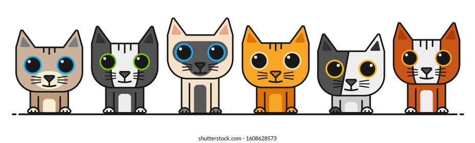 vector illustration of cartoon cat collection 3