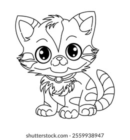 Vector illustration of a cartoon cat coloring book