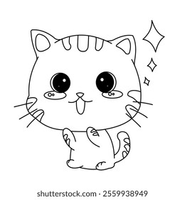 Vector illustration of a cartoon cat coloring book