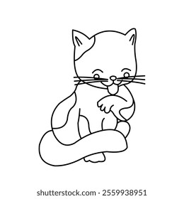 Vector illustration of a cartoon cat coloring book