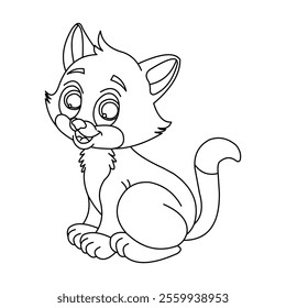 Vector illustration of a cartoon cat coloring book