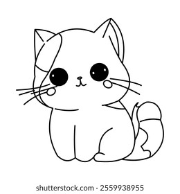 Vector illustration of a cartoon cat coloring book