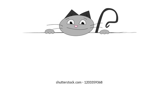 Vector illustration of cartoon cat. Design of greeting cards. T-shirt graphics for kids. Frame for text. Print for textiles.
