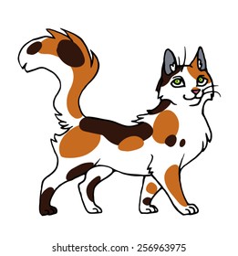 Vector illustration of a cartoon cat female.