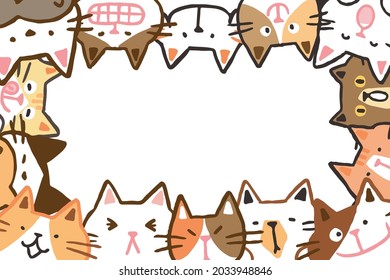 Vector Illustration of Cartoon Cat Frame on White Background