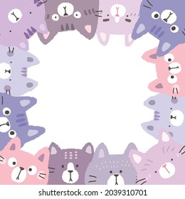 Vector Illustration of Cartoon Cat Frame on White Background