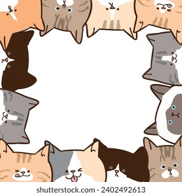 Vector Illustration of Cartoon Cat Frame on White Background
