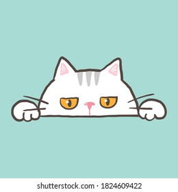 Vector Illustration of Cartoon Cat Head on Isolated Background