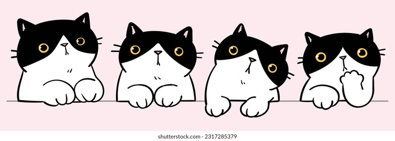 Vector Illustration of Cartoon Cat Head Characters on Isolated Background