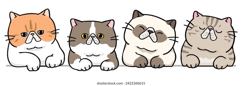 Vector Illustration of Cartoon Cat Head Characters on Isolated Background