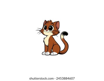 Vector illustration of cartoon cat isolated on white background