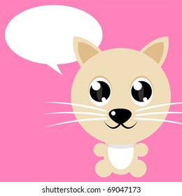 Vector illustration of a cartoon cat on pink background