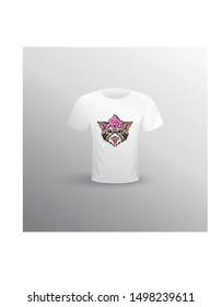 Vector illustration of a cartoon cat pattern on a t-shirt