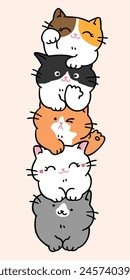 Vector Illustration of Cartoon Cat Pile Design on Isolated Background