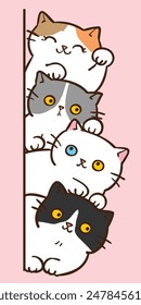 Vector Illustration of Cartoon Cat Pile Design on Isolated Background